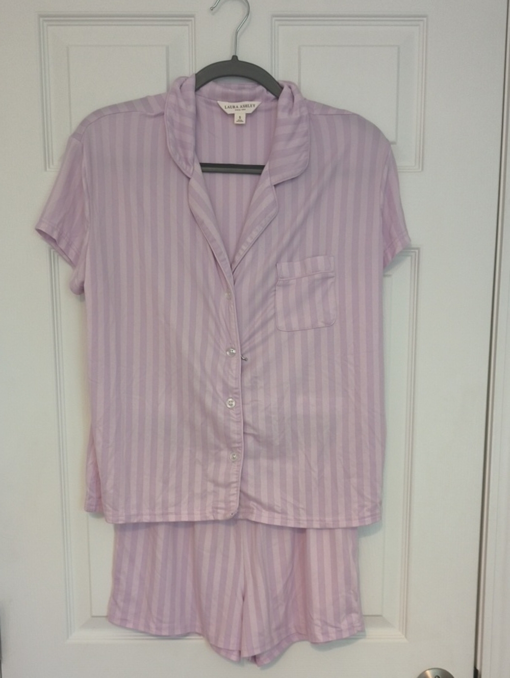 Laura Ashley Pastel Lilac Stripe Short Pajama Set